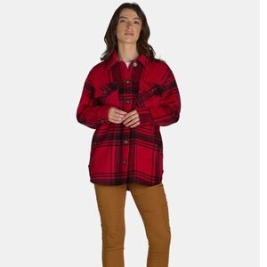 Time and Tru Plaid Shacket Shirt/Jacket Women’s Large Button Front Layering Red